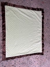 Sweet JoJo Designs Baby Security Blanket green brown satin Minky dot
