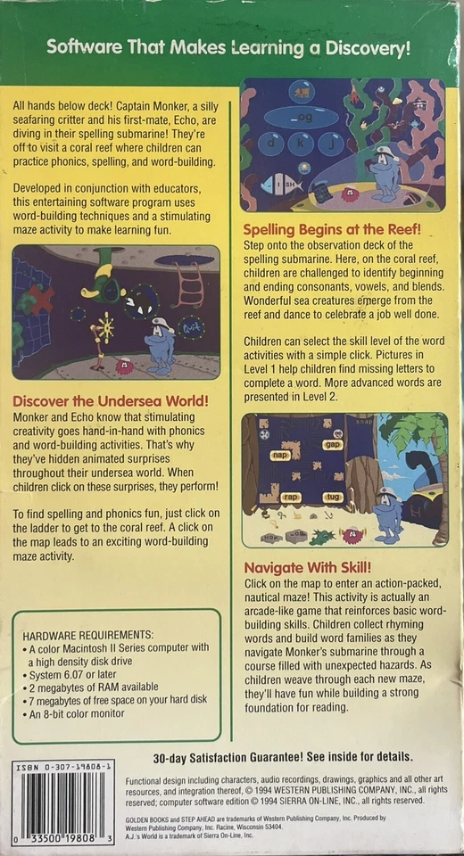 Monker’s SPELLING Submarine Vintage Sierra Step Software Apple Macintosh F S/H - Image 2 of 3
