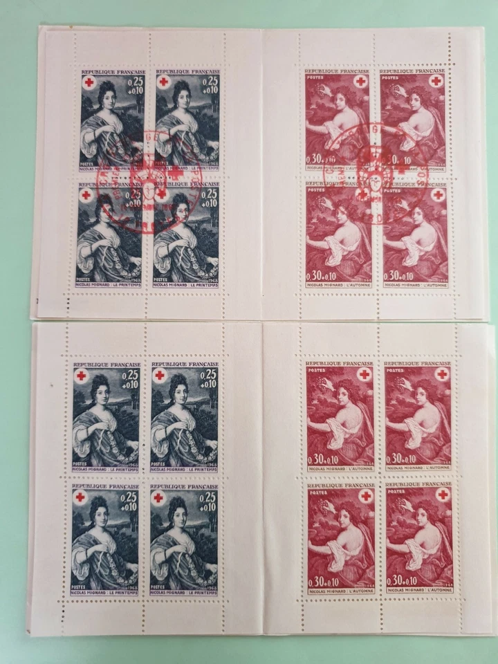 Carnet Croix-Rouge de France 1968 n°1580/81 neuf l'un ob.rouge pour l'autre - Photo 1/1