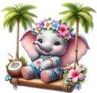 Summer Elephant Flower Wall Art Bedroom Colour Nursery Decor Vinyl Sticker Decal