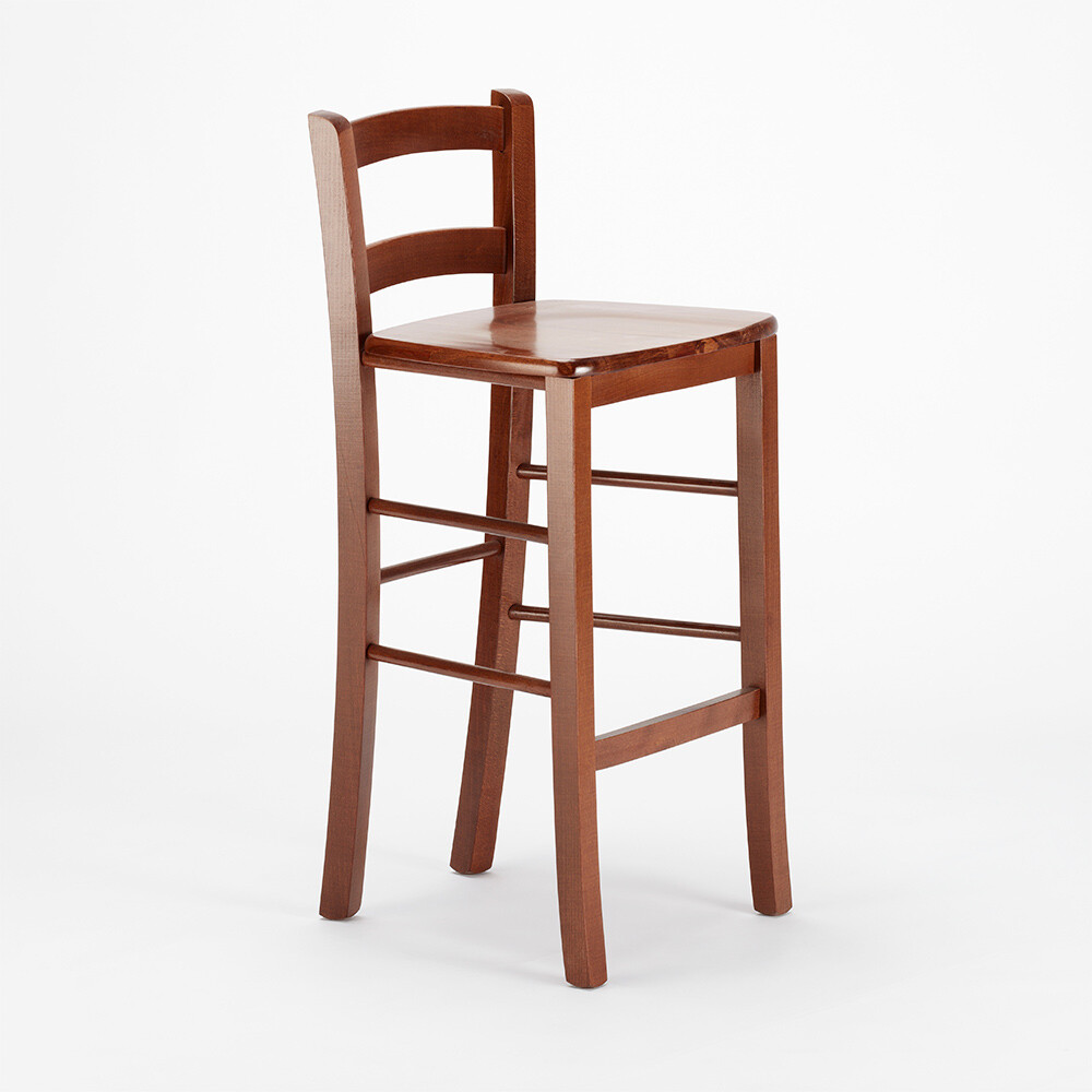 Taburete alto de madera con respaldo Munich para bar pub y cocina