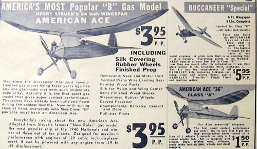 Berkeley AMERICAN ACE 36 PLAN + PARTS PATTERNS for 36" 1/2A OT FF Model Airplane - Picture 5 of 9