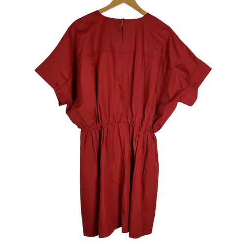 NEU Banana Republic Kurzarm Popeline Minikleid XL rot Johannisbeere Baumwolle Taschen - Bild 4 von 14