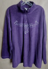 JUST MY SIZE WOMENS FLEECE L/SLEEVE PULLOVER  PLUM AND WHITE SIZE 26-28W # 4513