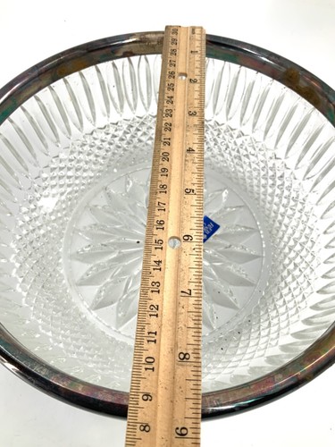 F.B. Rogers Silber 3-teiliges Servierset - Glas Salatschüssel versilberter Rand & Servierer - Bild 7 von 13