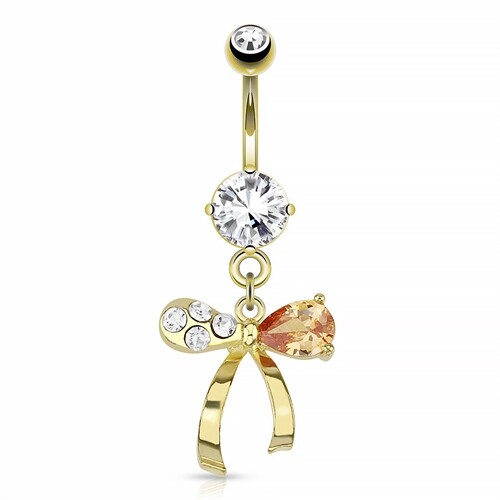 Баучнабельпирсинг из старинного замка в 14-каратном золоте vergoldet Zirkonia