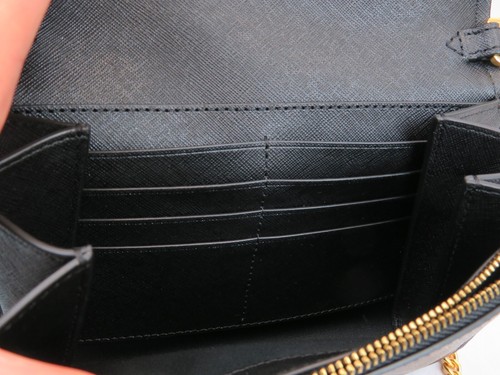 TORY BURCH EMERSON BLACK SAFFIANO LEATHER GOLD CHAIN SHOULDER WALLET BAG 136093 - Picture 8 of 14