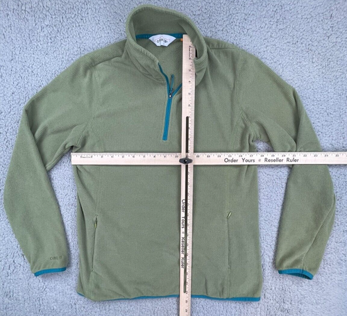 Orvis Sweatshirt Womens Medium Green 1/4 Zip Microgrid Waffle Knit Fleece - Picture 3 of 16