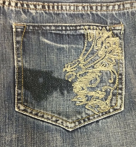 Men's 32x29 Helix Bootcut Denim Blue Distressed Jeans B34 - Picture 7 of 9