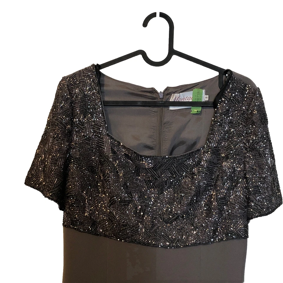 Montaje Mon Cheri Vestido Formal Vestido Largo Cuentas Taupe Madre Imperio Cintura Forrado Foto 2 de 4