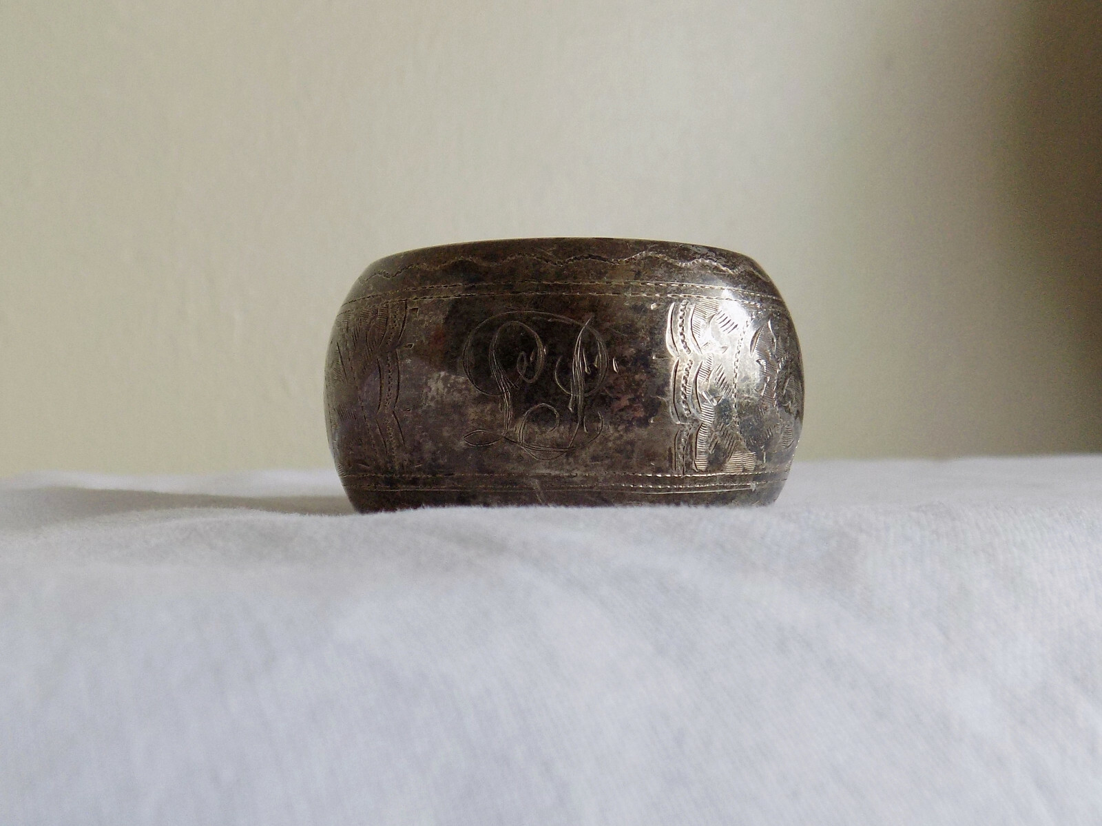 Silver Engraved Napkin Ring Initials SP? English Hallmarks Chester