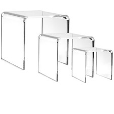 Clear Acrylic Risers - Set of 3 Assorted Sizes - Jewelry Display Shelf - 1374-S