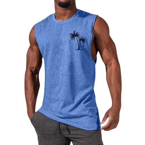 Mens Summer Hawaiian Surf Beach Tank Top Large Size Casual Sleeveless Loose Tops - Picture 12 of 23