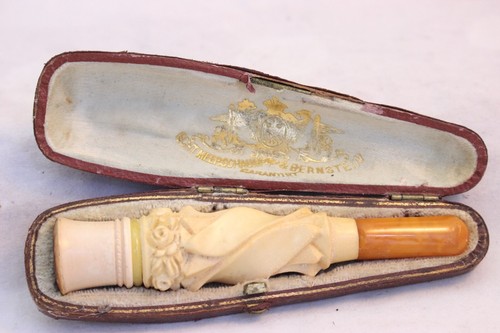 Alte Zigarettenspitze 19 jahrhundert, Holder - Meerschaum, Naturbernstein - Bild 2 von 7