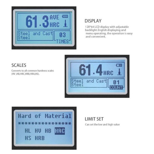 Leeb Hardness Tester 170-960HLD ±6HLD Portable HL, HB, HRB, HRC, HRA, HV, HS - Afbeelding 3 van 9