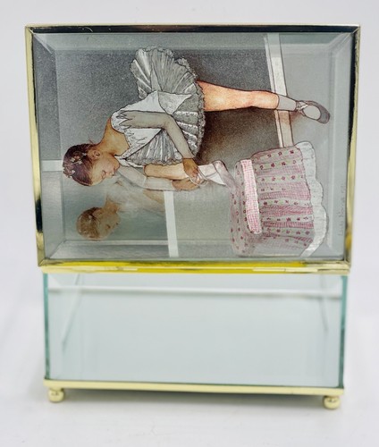 Vintage Handcrafted  Ballerina Trinket Box Glass Mirror Keepsake - Foto 7 di 11