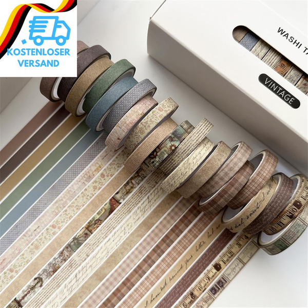 20 Rollen Vintage Washi Tape Set, Masking Tape Dekoratives Klebeband, 7Mm X 3M,-image