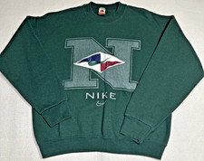 Vtg 80s-90s Fruit Of The Loom x Nike Green Sweatshirt Swoosh Size Lg Made In USA