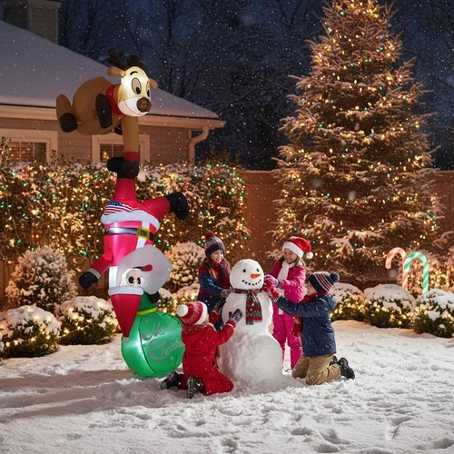 8 Fuß hängende Weihnachten aufblasbare Outdoor Dekorationen, lustige aufblasbare Rentiere - Bild 4 von 13