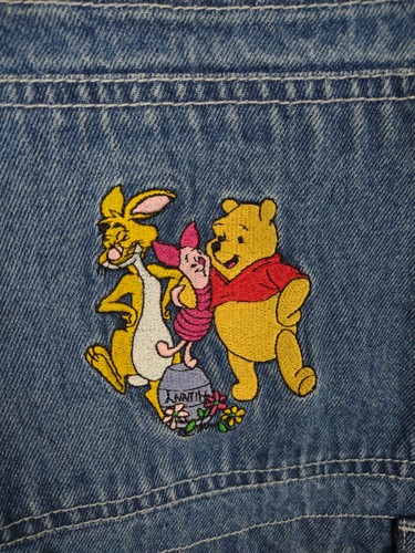 Vintage Embroidered Winnie The Pooh Disney Denim Blue Overalls Size Youth 12 - Picture 3 of 8