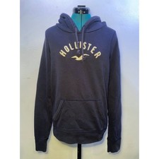 Vintage Y2K Hollister Co. Womens Navy Coastal Preppy Embroidered Logo Hoodie - L