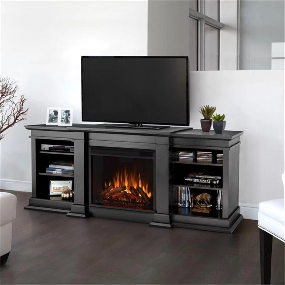Real Flame Fresno Indoor TV Stand Electric Fireplace in Black - Image 2 of 4