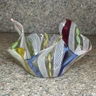 Vintage Murano Latticino Art Glass Small Colorful Candy Dish