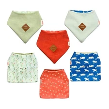 Reversible Bandana Bibs – 4-in-1 Unisex Drool Bandana and Baby Bibs for Boys ...