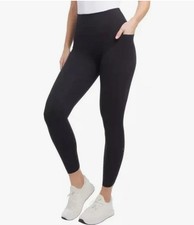 Danskin Women's High-Rise Brushed Leggings with Side Pockets , Black, Size XL