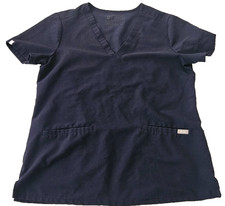 Figs Top Womens Small Blue FW1100 Two Pocket Scrub Short Sleeve PO 1290