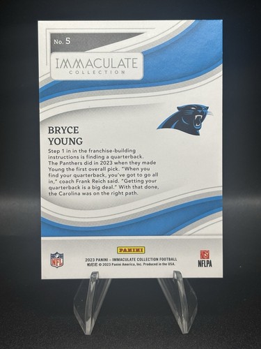 2023 Panini Immaculate Bryce Young #5 Green Rookie Card /23 Carolina Panthers - Picture 2 of 3