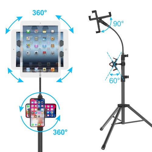 Tripod Stand for Ipad,Gooseneck 65-inch Floor Stand for Tablet,Floor Stand fo... - Picture 4 of 9