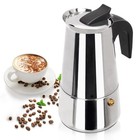 2 Cup 100ml Moka Pot Stainless Steel Espresso Coffee Maker Stovetop Percolato...