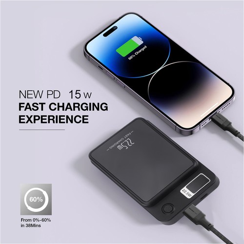 Power 10000mAh Bank Wireless Charger Fast Charging Magnetic Battery for IPhone - Picture 8 of 37