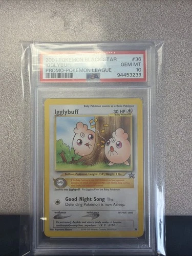 2001 Pokemon Igglybuff 36/53 Wotc Promo Black Star Psa 10