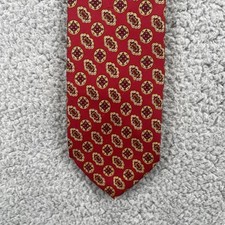 Brooks Brothers Makers Silk Necktie Mens Tie Burgundy Geometric Vintage