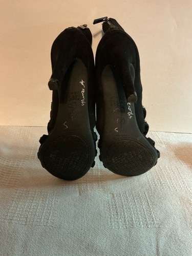 Jessica Simpson Studded Black Suede Zip Sandal SZ 8 Stiletto Heel - Picture 5 of 6