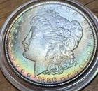1886 -P Morgan Silver Dollar Rainbow Toned Obverse/Reverse Uncirculated