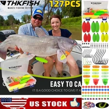 127PCS Catfish Rigs Making Kit  Fishing Tackle Kit EVA Float+Rotating Rattles