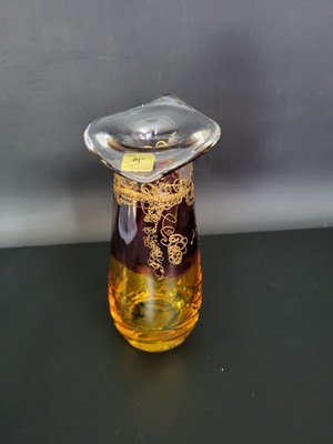 ASJA Unikat Glasvase Österreich 20cm Murano Stil Golddekor