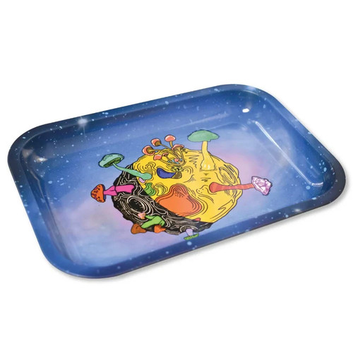 Zooted Brandz Shroomy Planet Metal Tray w/ Magnetic Lid - 8.5 x 6 inches - NEW - Picture 2 of 3