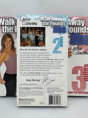 Leslie Sansone Walk Away the Pounds ABS 1/2/3 Miles Workout VHS Tapes Fitness - Picture 4 of 5