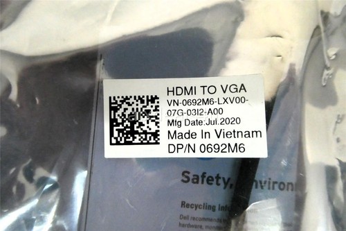 Dell 692M6 DAUBNBC084 HDMI to VGA Adapter Cable New Sealed - Picture 4 of 4