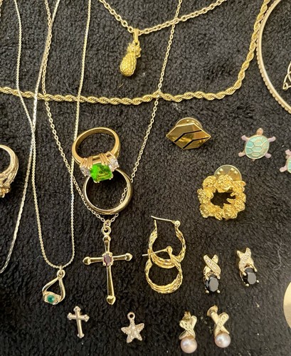 Huge Gold Plated/Tone Lot Necklace Pendant Bracelet Earrings Jewelry Art Deco - Picture 3 of 24