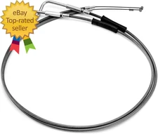 Extended Length 42  Throttle Cable and Idle Cable Kit Stainless Steel