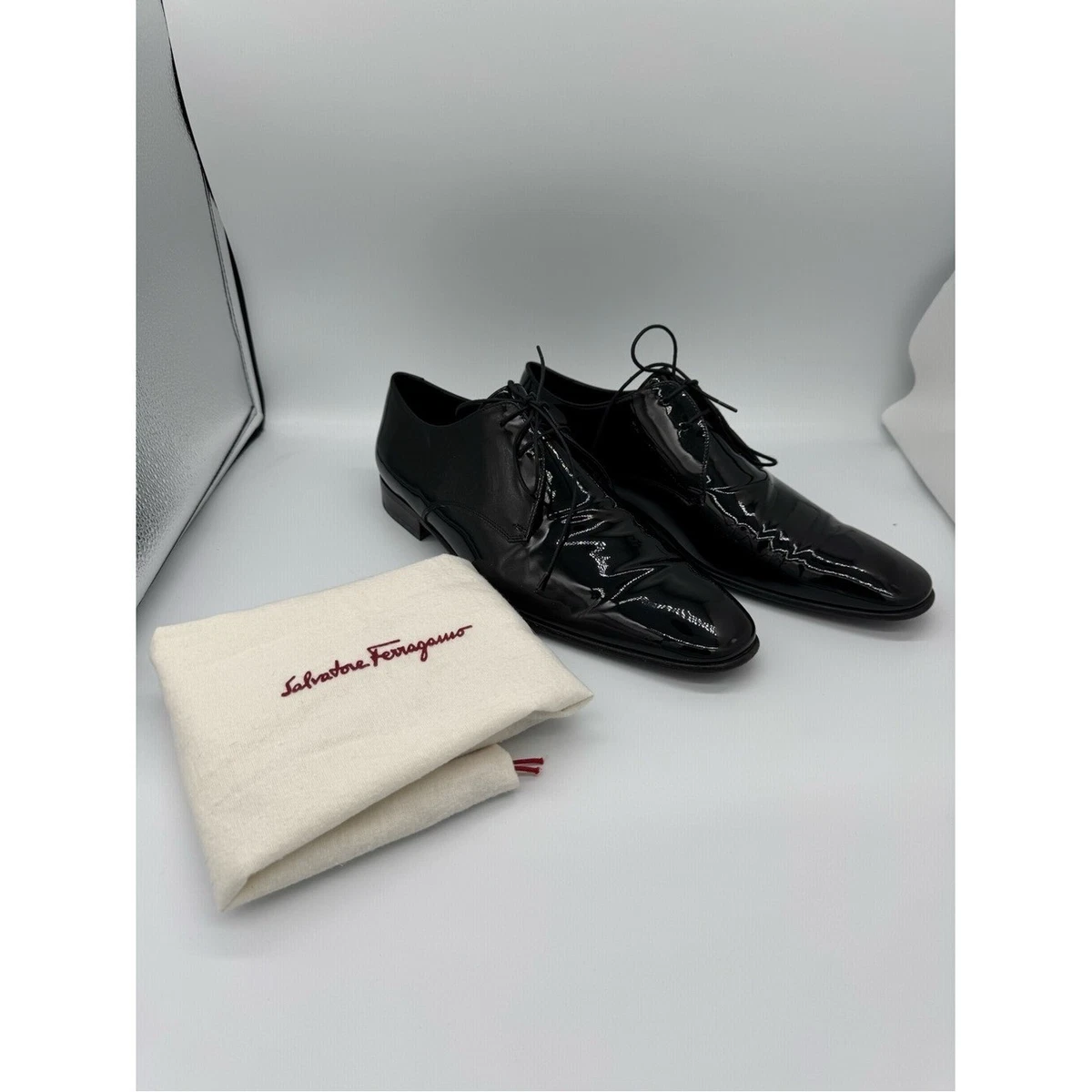 サルヴァトーレ フェラガモ US10 EE Salvatore Ferragamo Patent Leather Upper EE Dress Shoes for Men