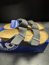 New Birkenstock Arizona Black Birko-Flor Unisex Sandals Narrow Size L 9 M 7