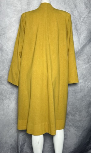 Vintage Early 1950's Mustard Yellow Light Wool Lined Swing Coat Size M/L - Picture 3 of 11