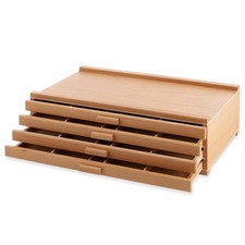 4-Drawer Wooden Storage Box for Art Pastels, Pencils, Brushes and Tools