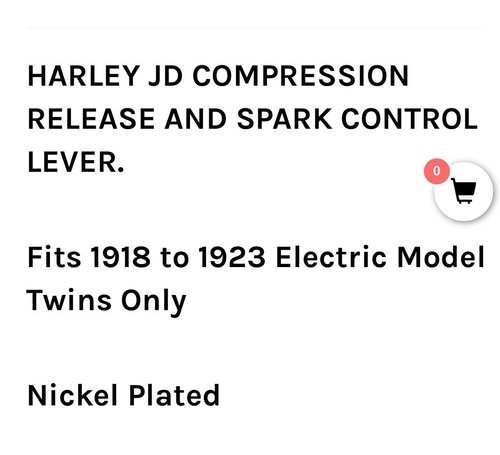 Harley Davidson JD 1918-23 Compression release and spark control lever Nickel - Picture 12 of 12